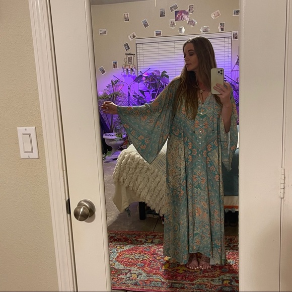 Spell & the Gypsy NWT Farrah Half Moon Gown Aqua M - Picture 2 of 15